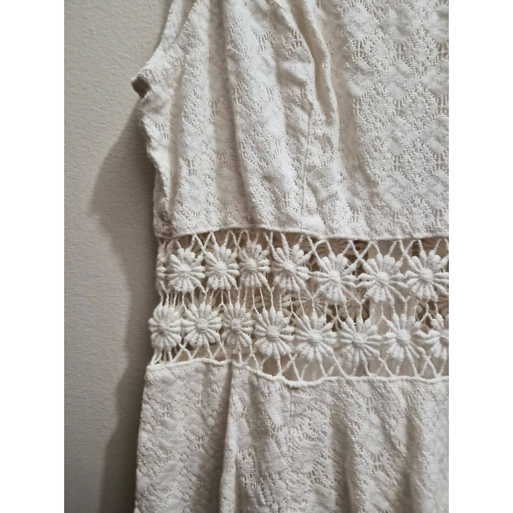 Free People White Lace Daisy Cutout Midriff Mini Dress Sleeveless Size 2 - Picture 2 of 4
